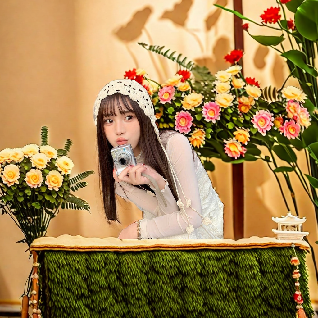 Bohemian-style hand-knitted flowered tassel headpiece hat with hollowed-out hook flower design, ethnic style, versatile hat for traveling in Yunnan, adult size Specification image