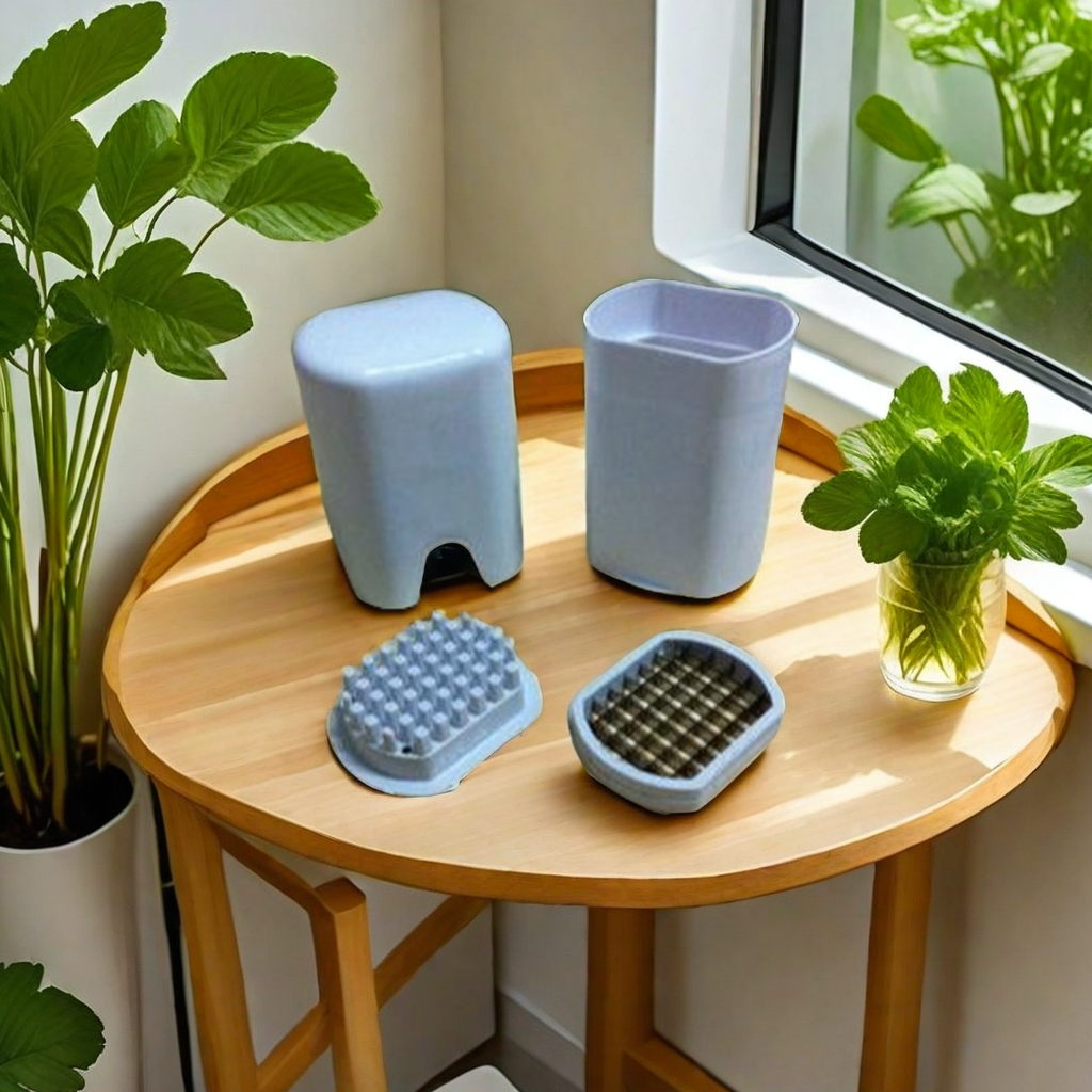 Creative TV product: White lightweight French fries and potato slicer, one-click operation, kitchen gadget, one-piece consignment, home kitchen wonder details Picture