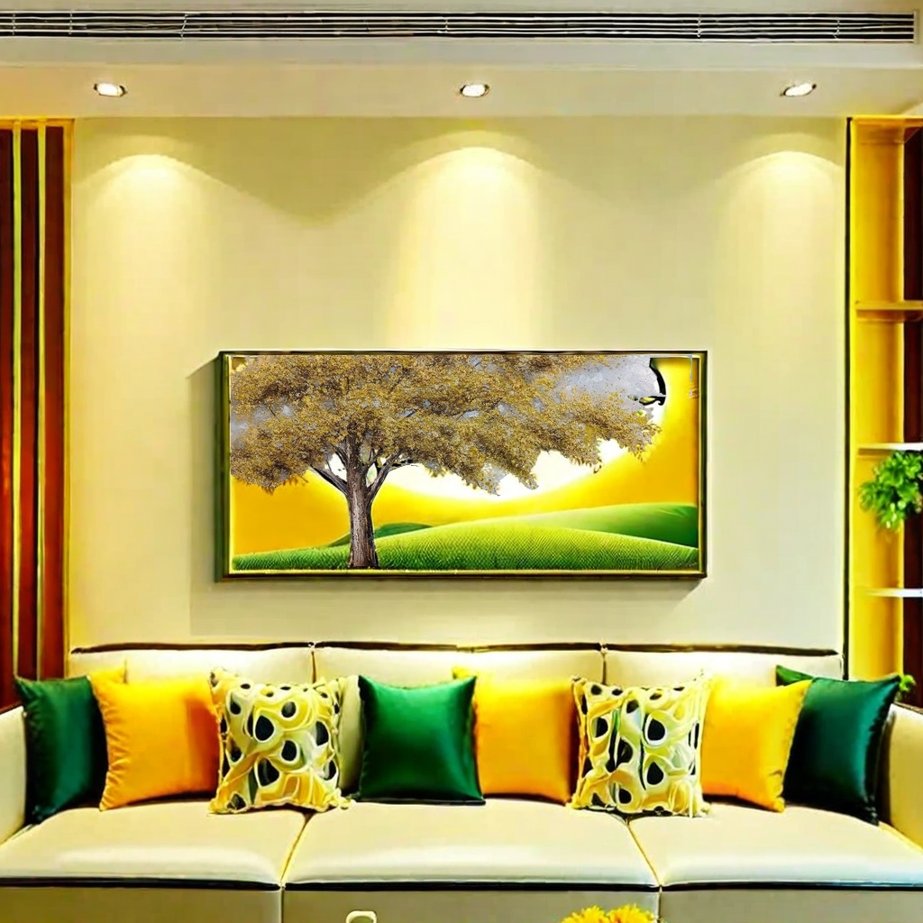 يمكن تخصيص الرسم البياني للأشجار المغرية على الجدران الخلفية للأثاث details Picture