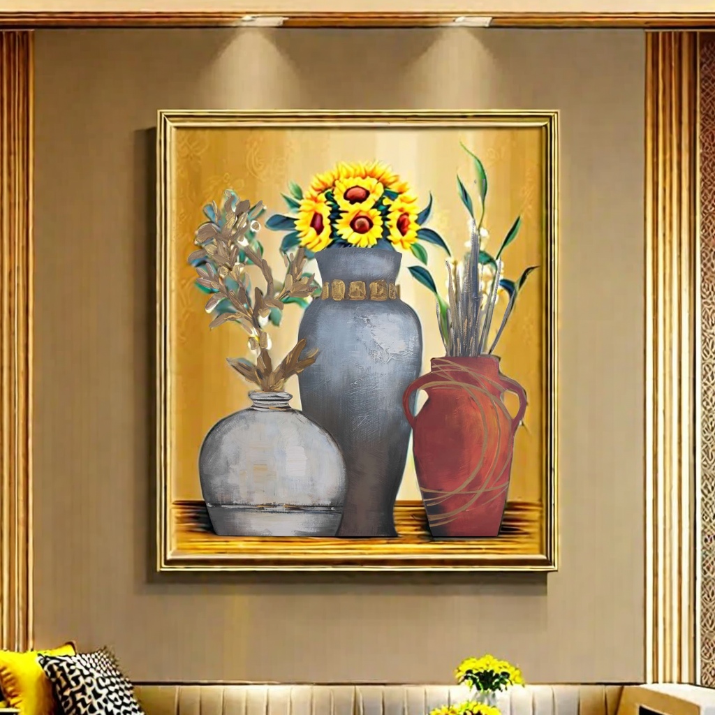 الرسم الزيتي للزهور الزيتية على الجدران الخلفية للأرائك يمكن أن يحسب حجم أعمال الفنادق details Picture