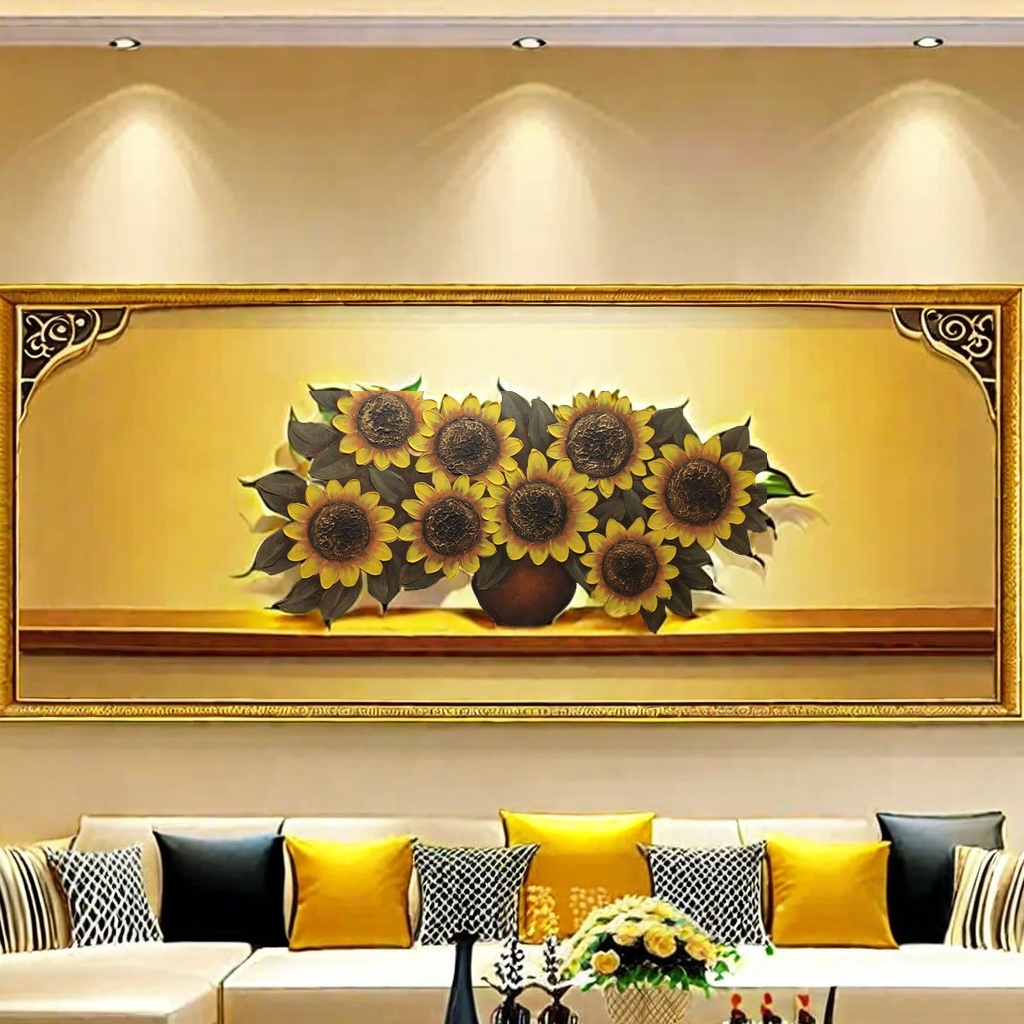 الرسم الزيتي للزهور الزيتية على الجدران الخلفية للأرائك يمكن أن يحسب حجم أعمال الفنادق Specification image