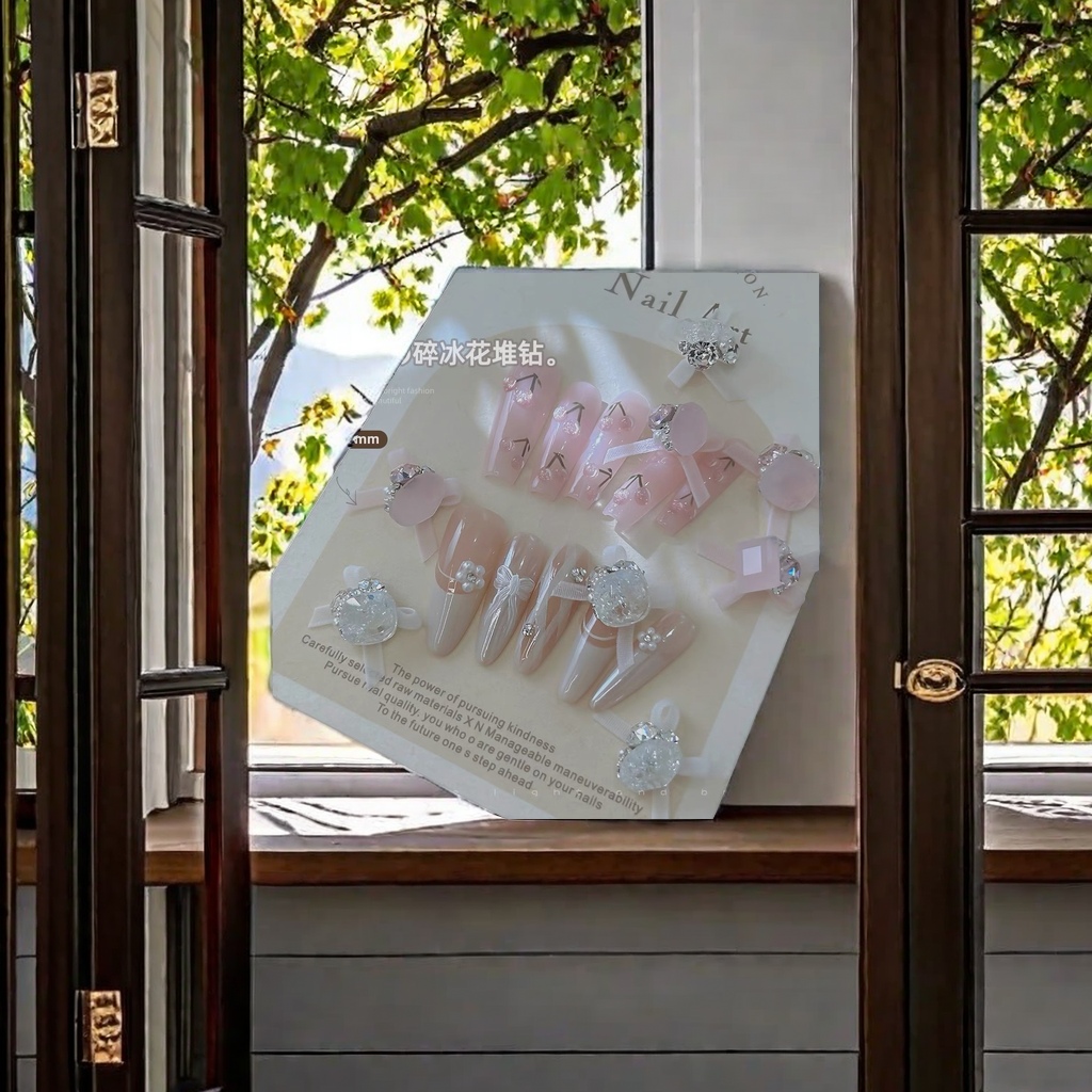 网红欧根纱蝴蝶结堆钻美甲饰品钻雾面粉玉透色碎冰花鸽子蛋冰糖钻细节图