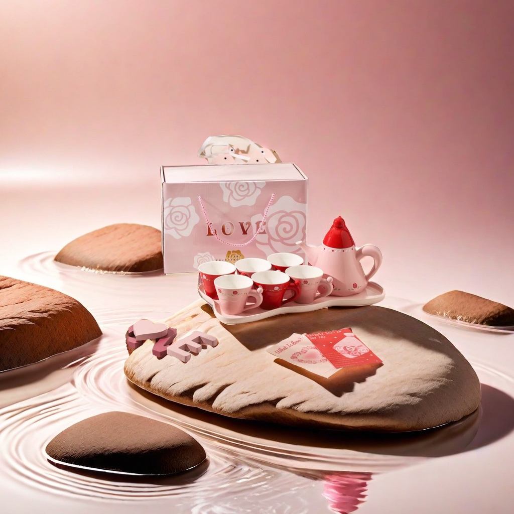 Red Pine Craft Fine Double Tea Set, Travel Packaging, Portable tea set, Exquisite Ceramic Tea set, Pleasing to the eye, Enjoy tea art tea set details Picture