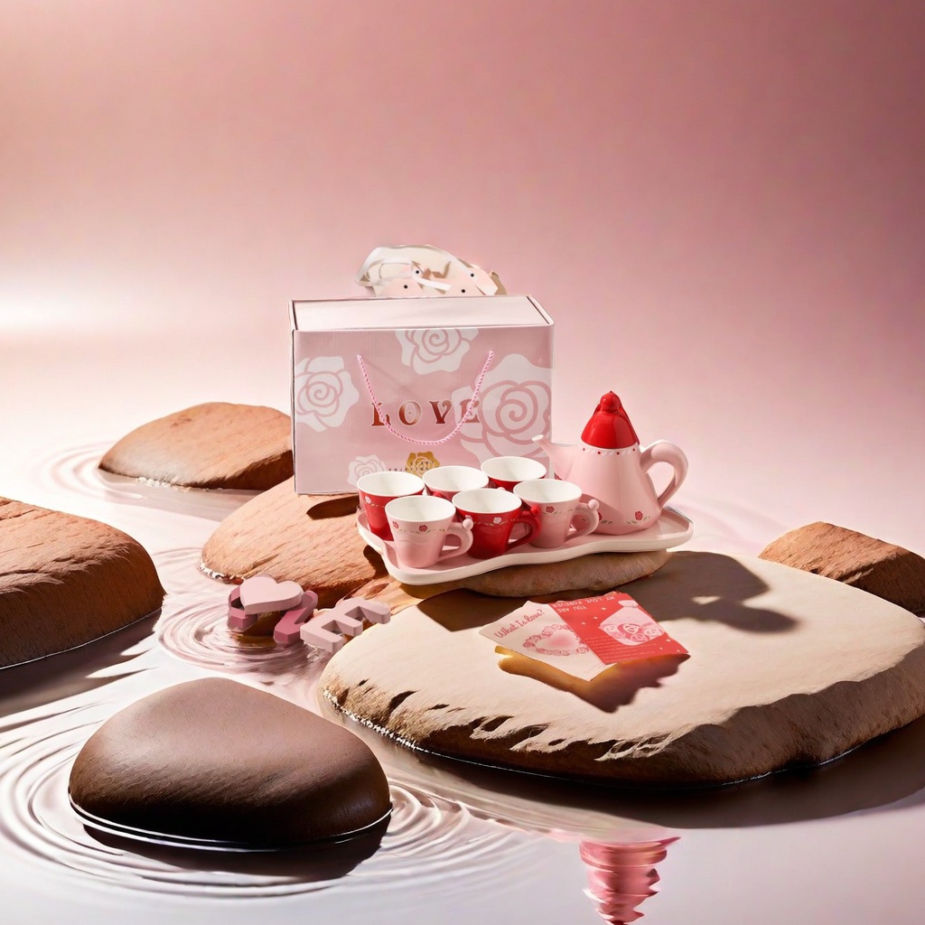 Red Pine Craft Fine Double Tea Set, Travel Packaging, Portable tea set, Exquisite Ceramic Tea set, Pleasing to the eye, Enjoy tea art tea set Specification image