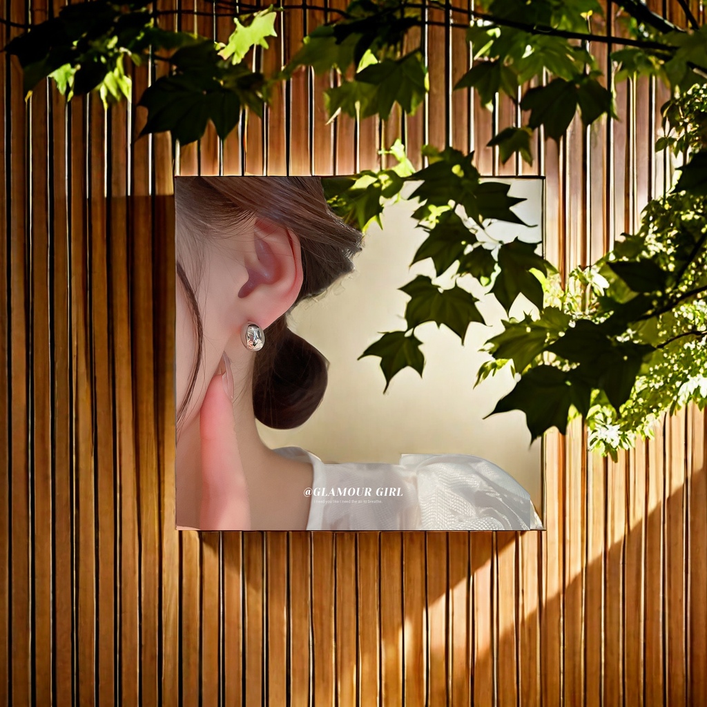 Real gold electroplated silver needle bean earrings, Instagram-worthy metal style stud earrings, 2024 new trendy and versatile earrings details Picture