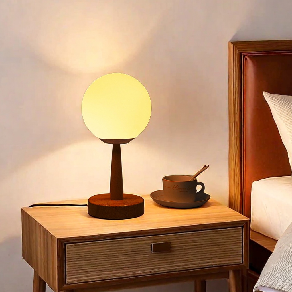 Nordic Solid Wood Remote Control Nightlight Creative Decoration Desk Bedside Lamp Small Glass Lamp Suitable For Bedroom Study Sleep Lamp To Provide Comfortable Light