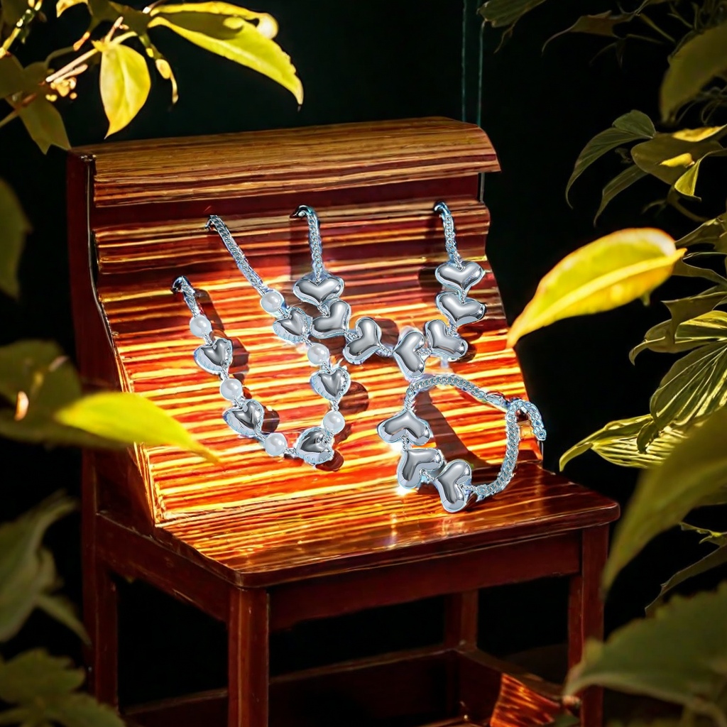 时尚饰品真珍珠项链 竹节管珠装饰 半不锈钢链条 仿珍珠项链精致典雅产品图