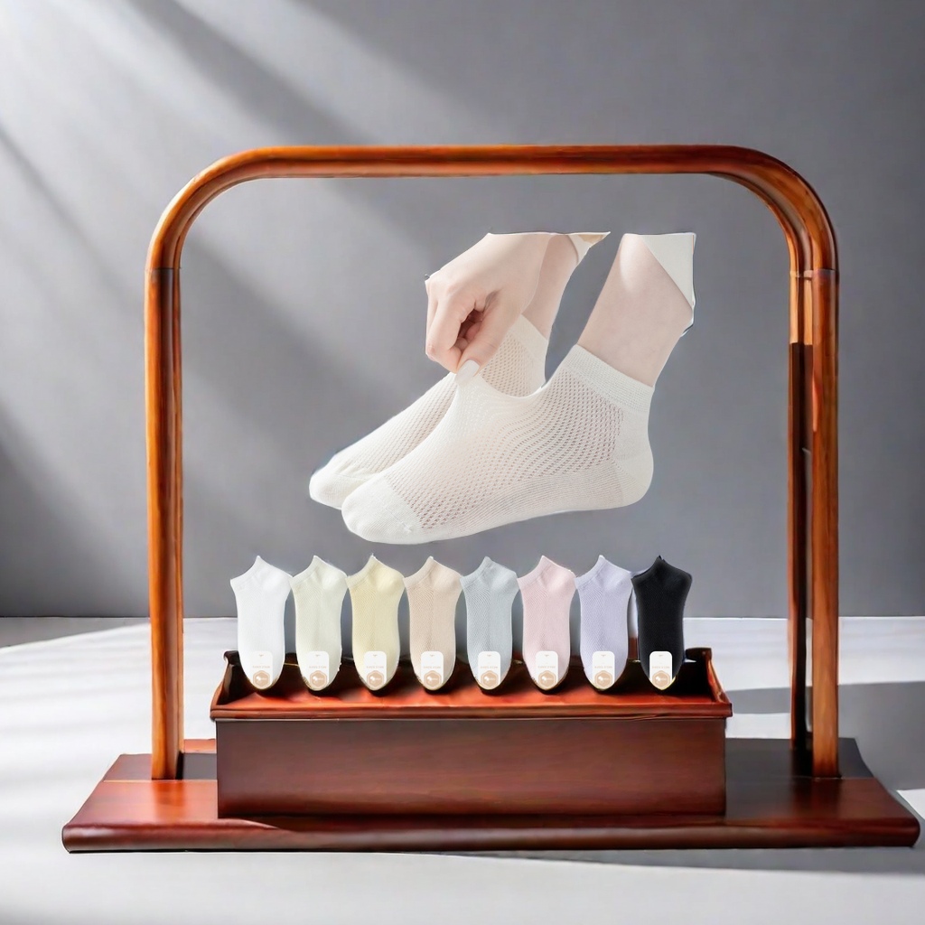 Pure cotton women's short socks for spring and summer, thin mesh, breathable, casual, sporty, sweat-absorbing and odor-proof. Wholesale of Zhuji socks, carefully selected high-quality cotton socks for spring and summer in Zhuji