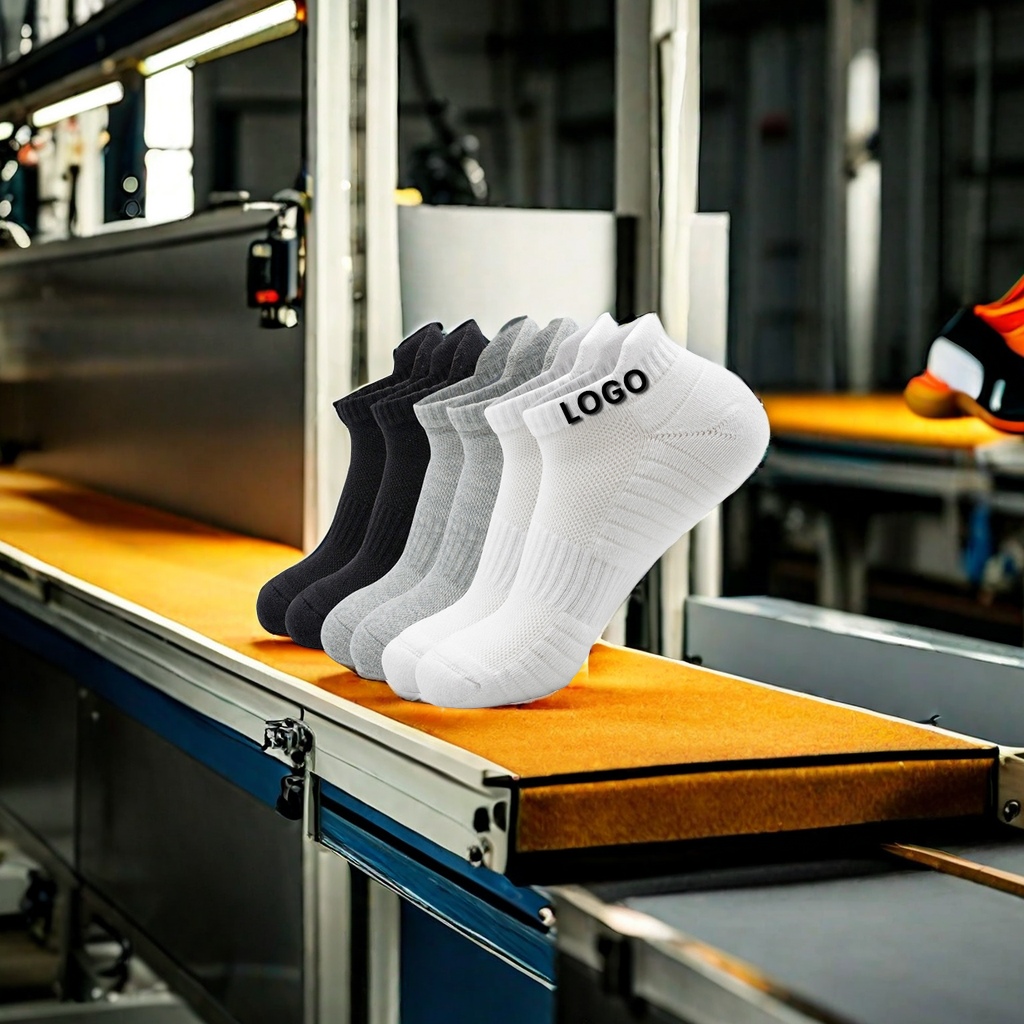 Cross-border Amazon professional men's sports socks, pure cotton breathable thickened towel bottom short tube running socks, custom-made casual cotton socks, factory direct sales