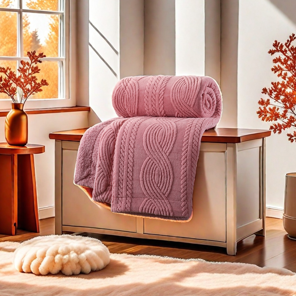New autumn and winter double-layer thickened coral fleece flannel color lambskin fleece composite sofa cover blanket, air conditioning blanket, comfortable and warm chemical fiber blanket DB home textiles