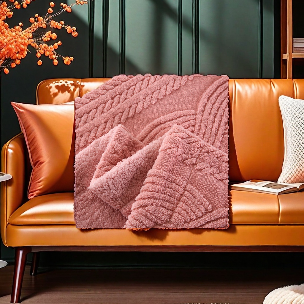 New autumn and winter double-layer thickened coral fleece flannel color lambskin fleece composite sofa cover blanket, air conditioning blanket, comfortable and warm chemical fiber blanket DB home textiles Specification image