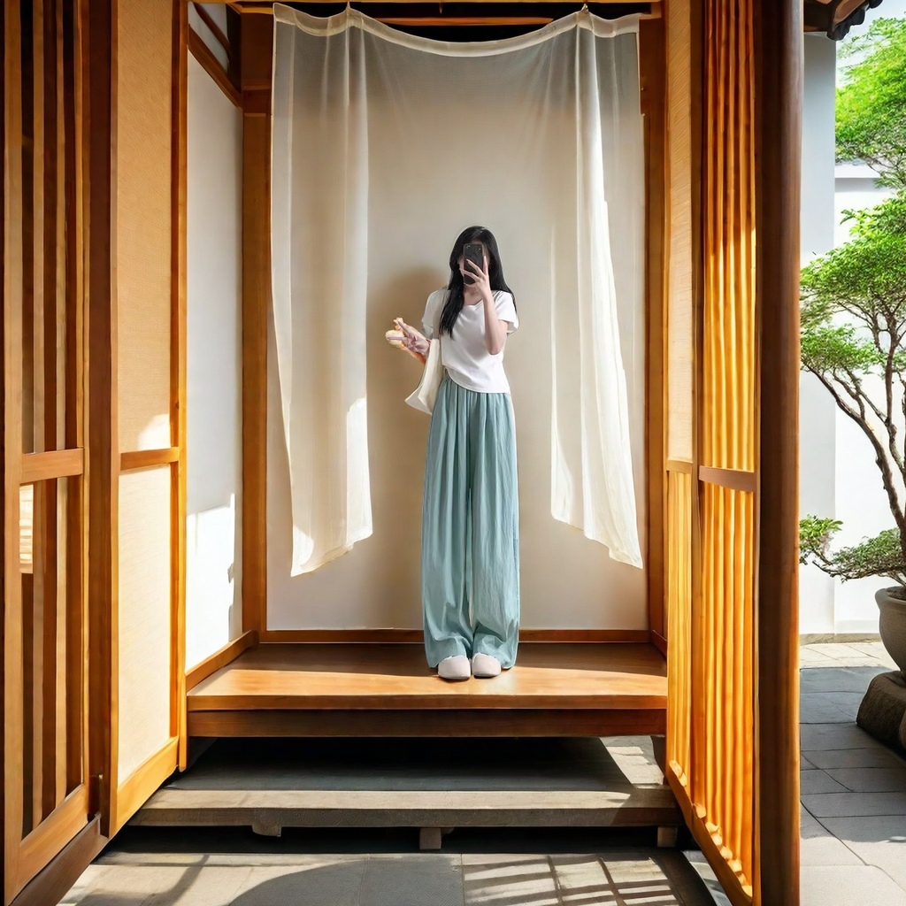 2024 New Spring and autumn ice silk apricot wide-leg pants, Yamamoto high-waisted, drape, petite Japanese laid-back style women's summer casual pants Item Picture