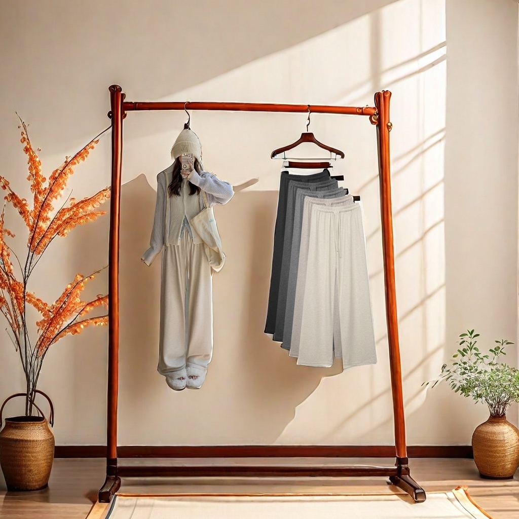 The new autumn style of glutinous rice pants features a slimming drape, straight-leg wide-leg pants, casual slimming long pants, loose walking pants for outerwear, high-waisted casual pants, and a simple, elegant and trendy look details Picture