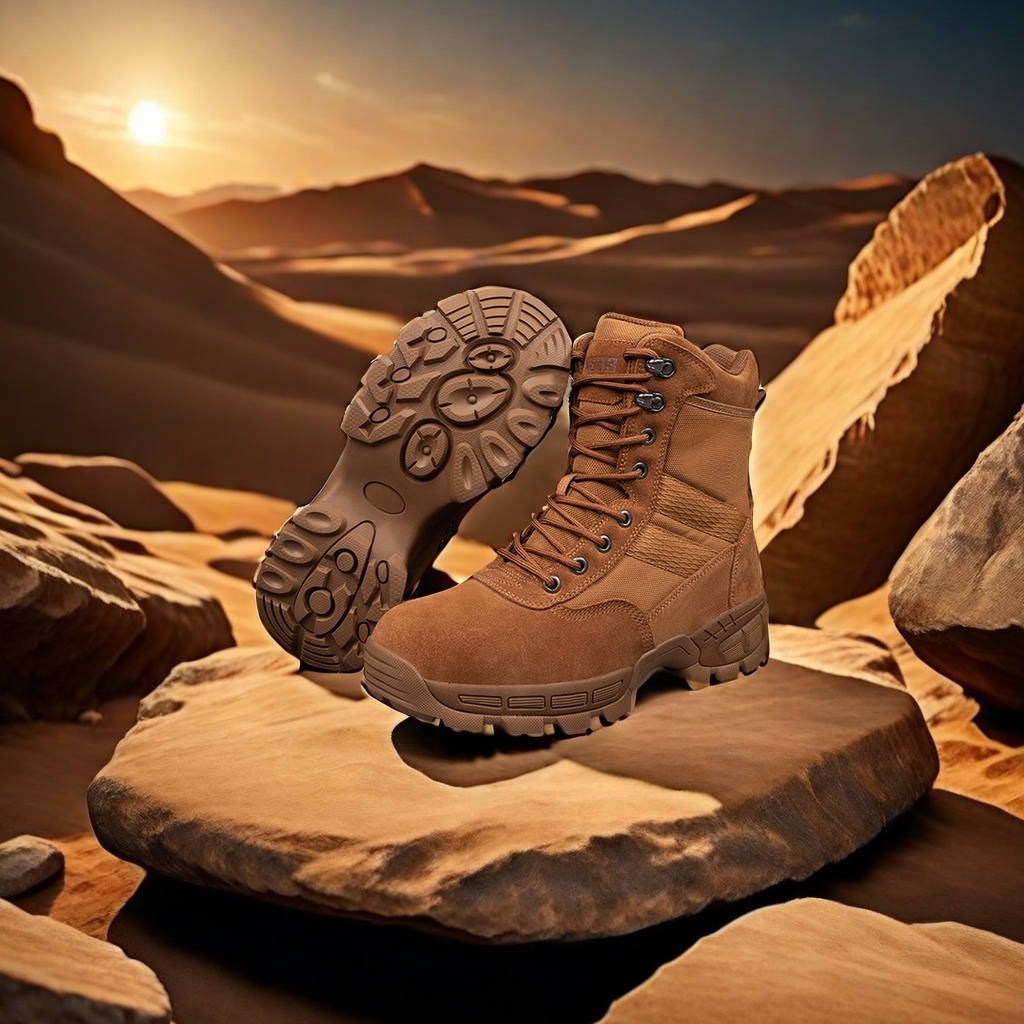 New Leather High-Top Outdoor Adventure Desert Boots Cross-Border Professional Mountain Training Combat Boots Work Boots Wear Resistance To Slip Other Categories Specification drawing