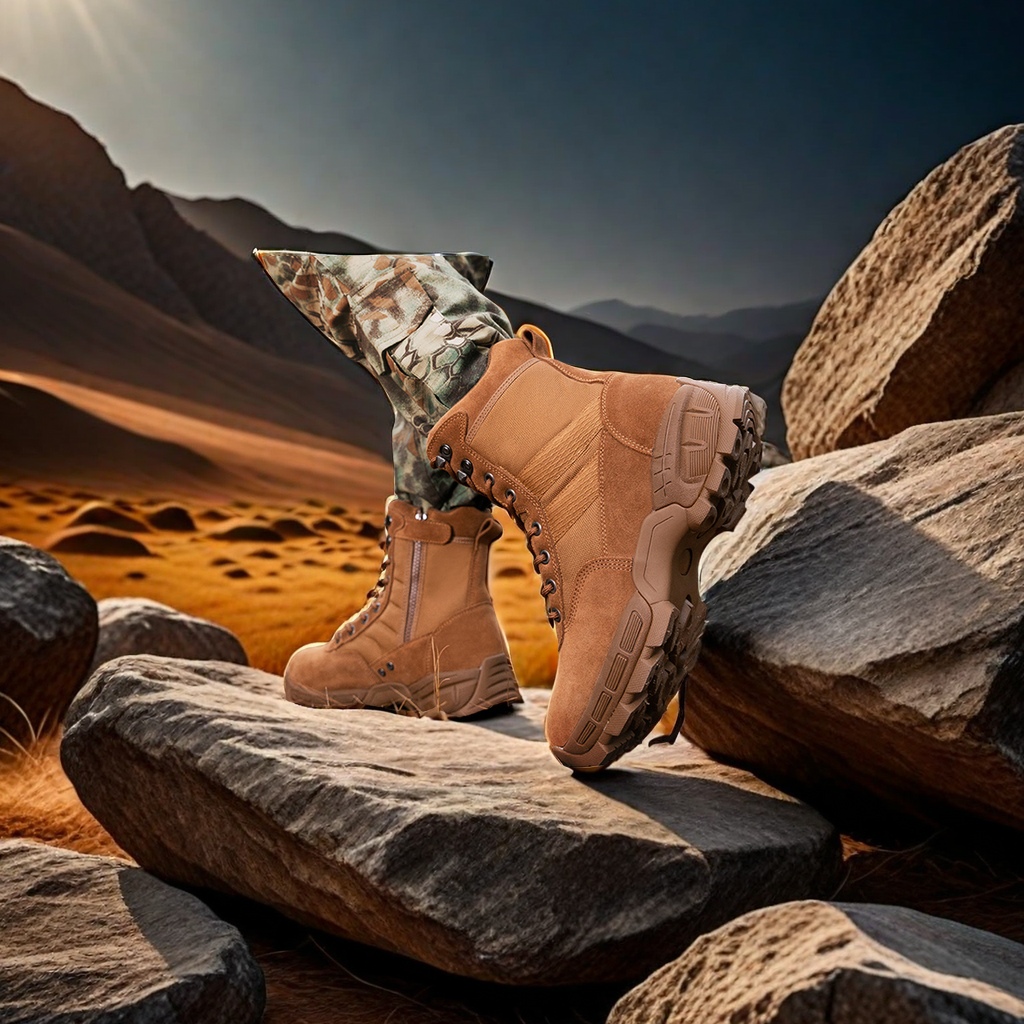 New Leather High-Top Outdoor Adventure Desert Boots Cross-Border Professional Mountain Training Combat Boots Work Boots Wear Resistance To Slip Other Categories Application Scenario