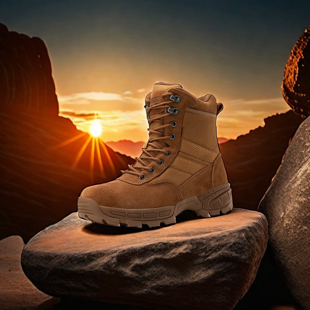 New Leather High-Top Outdoor Adventure Desert Boots Cross-Border Professional Mountain Training Combat Boots Work Boots Wear Resistance To Slip Other Categories Item Picture