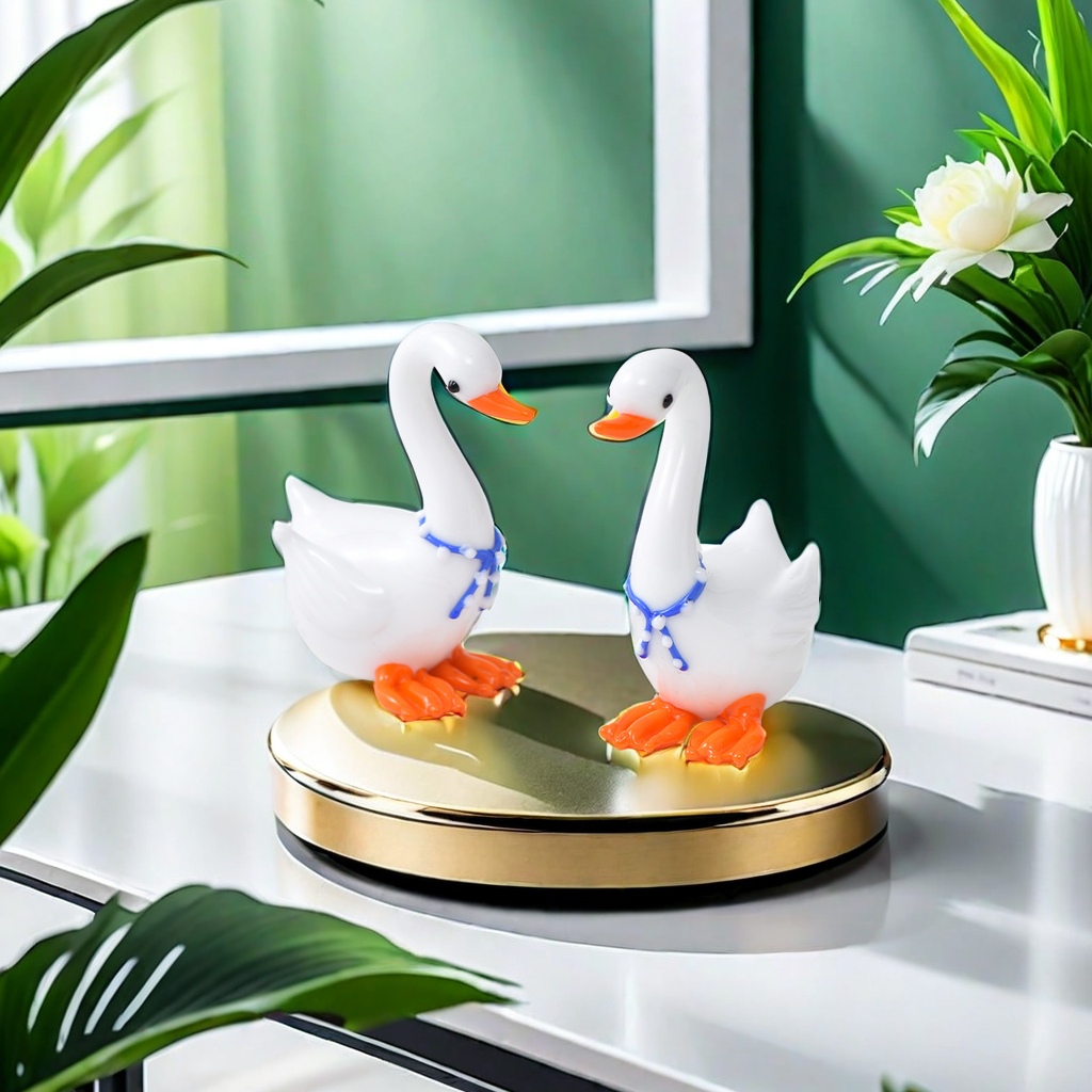 New White Swan Handcrafted Glass Decorative Cup Lid, Creative Home Decoration, Cute Animal Handicrafts On The Table, Exquisite Home Embellishment details Picture