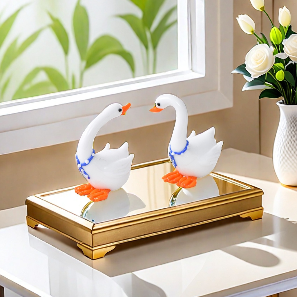 New White Swan Handcrafted Glass Decorative Cup Lid, Creative Home Decoration, Cute Animal Handicrafts On The Table, Exquisite Home Embellishment Specification drawing