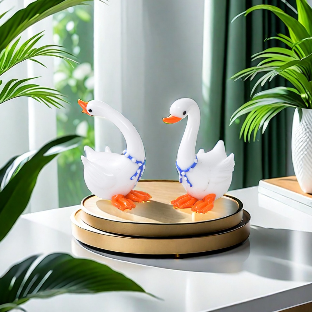 New White Swan Handcrafted Glass Decorative Cup Lid, Creative Home Decoration, Cute Animal Handicrafts On The Table, Exquisite Home Embellishment Item Picture