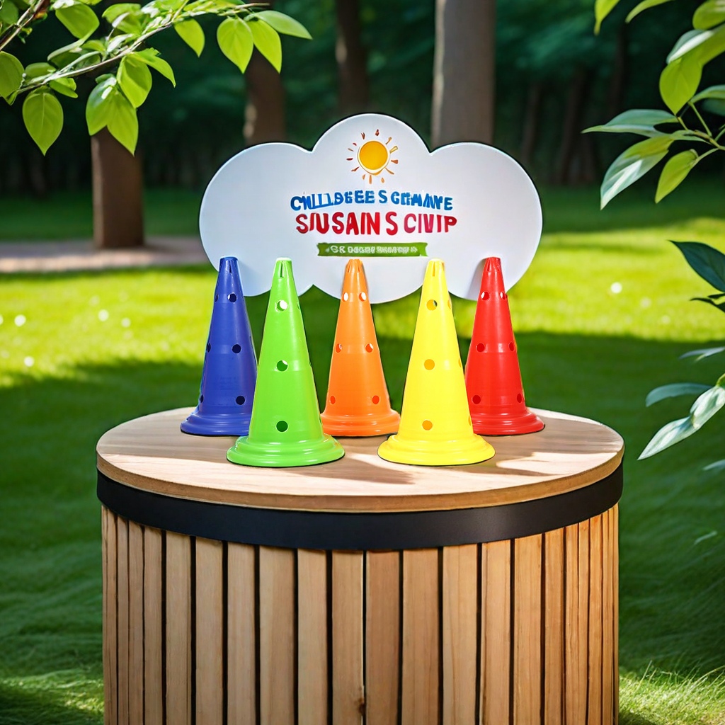 The 52cm round bottom with holes in the big pagoda, the ice cream cone, the road sign design, the road obstacle sign tube, and the toy version of the roadblock enhance children's awareness of traffic safety