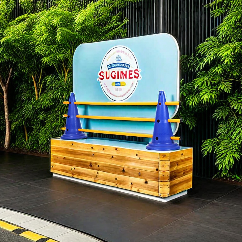 The 52cm round bottom with holes in the big pagoda, the ice cream cone, the road sign design, the road obstacle sign tube, and the toy version of the roadblock enhance children's awareness of traffic safety details Picture