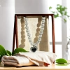 Fashionable accessories: real pearl necklace paired with semi-stainless steel chain earrings, pearl imitation necklace set, elegant and refined jewelry details Picture