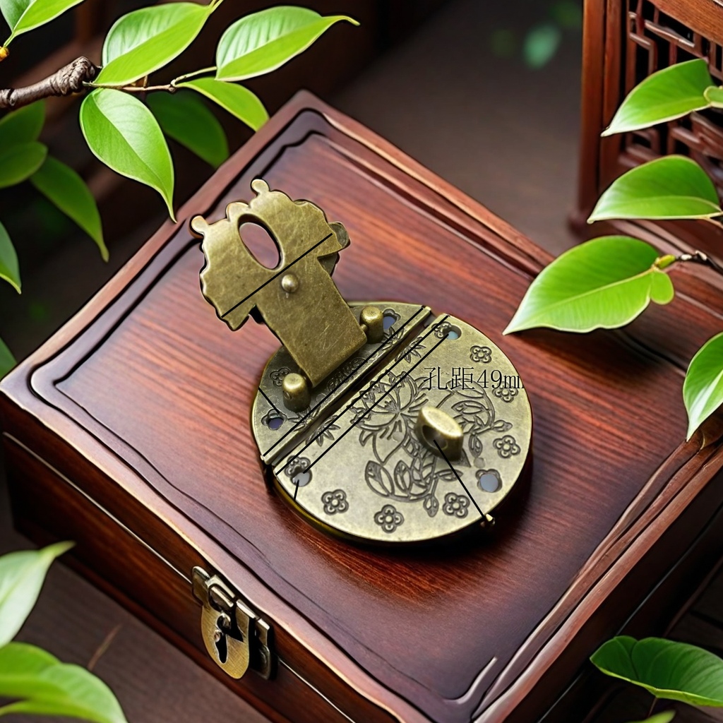 Antique Chinese Camphor Wood Box With A Full Set Of Bronzed Lock Buckle Buckle Hinge Butterfly Handle Furniture Decorative Accessories Boutique Set details Picture