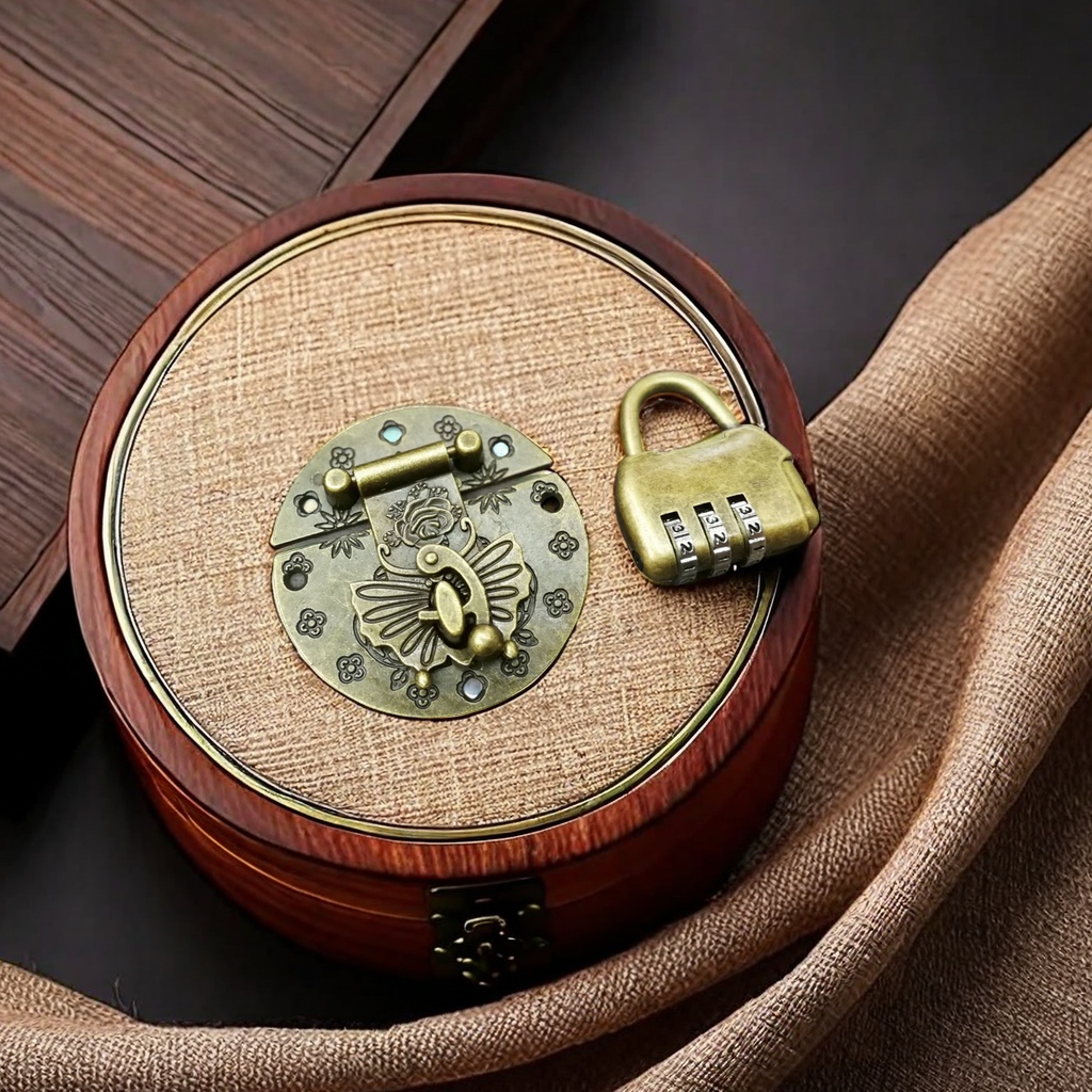 Antique Chinese Camphor Wood Box With A Full Set Of Bronzed Lock Buckle Buckle Hinge Butterfly Handle Furniture Decorative Accessories Boutique Set Specification drawing