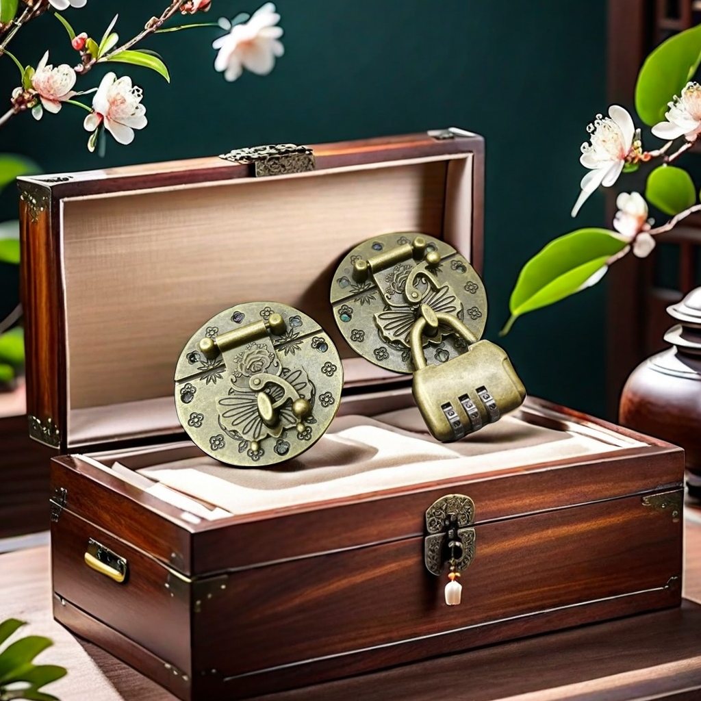 Antique Chinese Camphor Wood Box With A Full Set Of Bronzed Lock Buckle Buckle Hinge Butterfly Handle Furniture Decorative Accessories Boutique Set Application Scenario