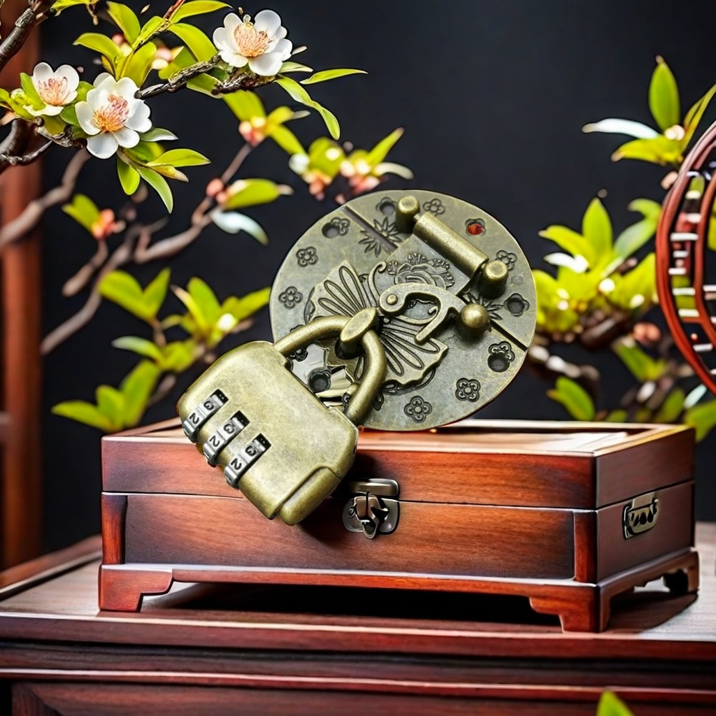 Antique Chinese Camphor Wood Box With A Full Set Of Bronzed Lock Buckle Buckle Hinge Butterfly Handle Furniture Decorative Accessories Boutique Set Item Picture