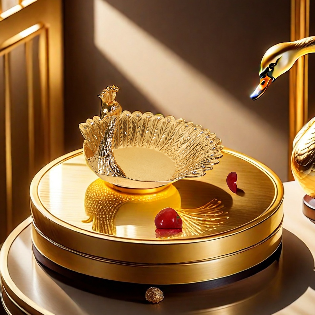厂家直销金属天鹅造型糖果水果盘 小吃碟金色酒店KTV服务小果盘 精致果篮 果盘批发