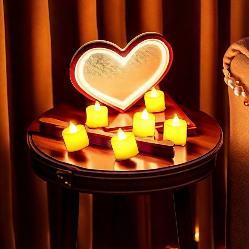 LED light round heart-shaped electronic candle creative birthday proposal decoration magic tool scene decoration confession prop Romantic candle supplies details Picture