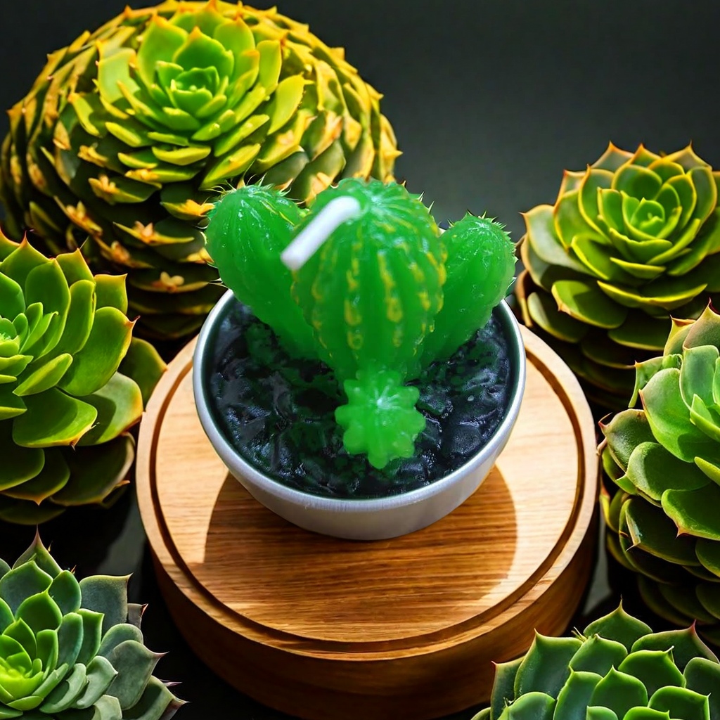 Creative succulent green plant candle ornaments, simulated cactus birthday party small candles, desktop landscape potted plants to beautify the space, other categories selected Specification image