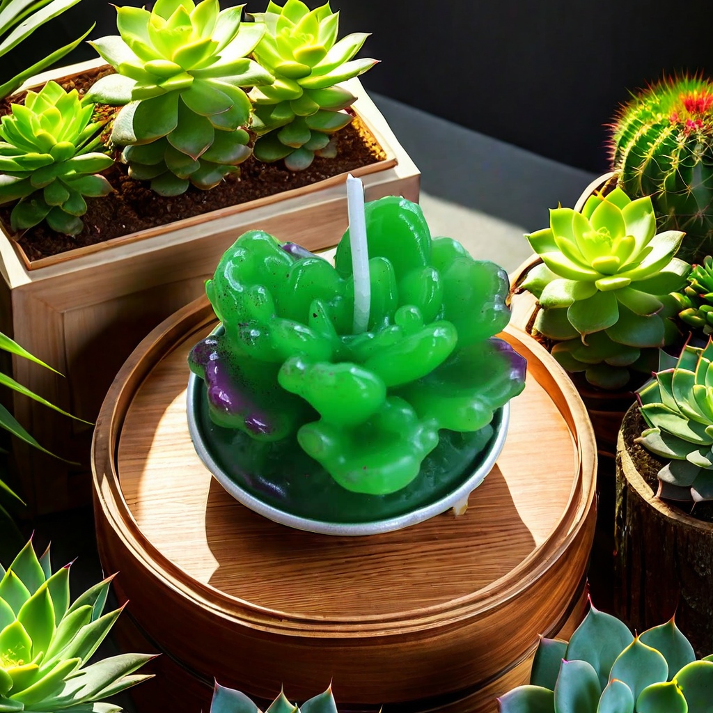 Creative succulent green plant candle ornaments, simulated cactus birthday party small candles, desktop landscape potted plants to beautify the space, other categories selected Item Picture