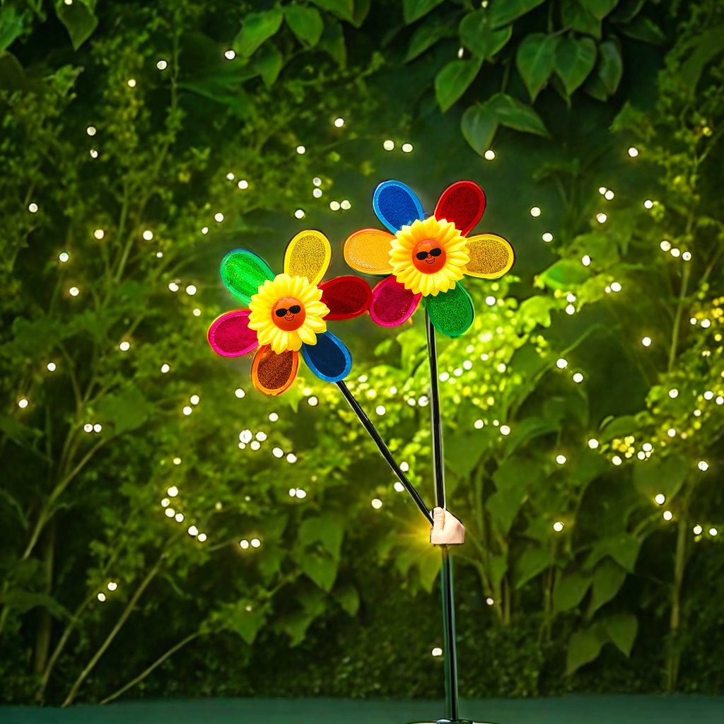 热卖儿童户外玩具 单层亮片向日葵笑脸大风车 太阳花园林装饰批发 怀旧传统风车玩具