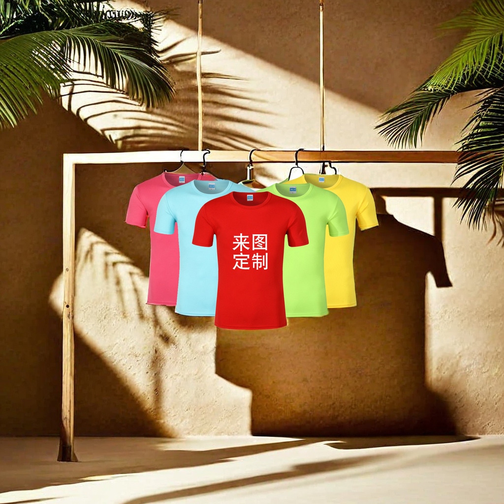 夏季新款圆领短袖T恤 广告衫印字文化衫 速干工作服定制logo 外贸优质印字图T恤