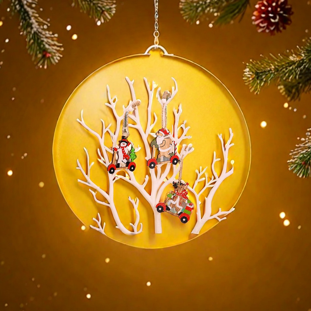 New Christmas decoration items: Cartoon Santa Claus wooden pendant set, car Christmas tree decoration accessories, fashionable and trendy, other categories Application Scenario