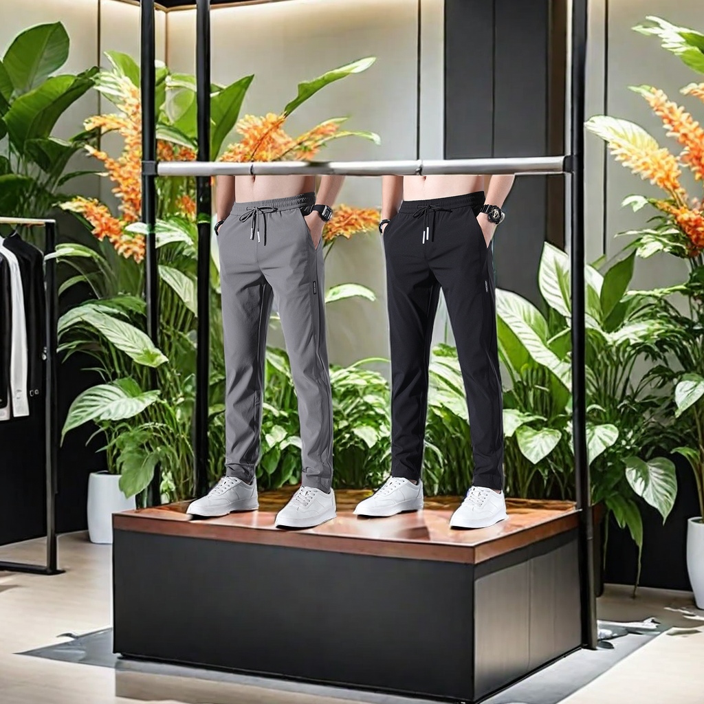 Less men's casual pants ice silk material Korean version of large size trend straight leg pants foreign trade supply spot wholesale sports pants fashion and comfort full figure