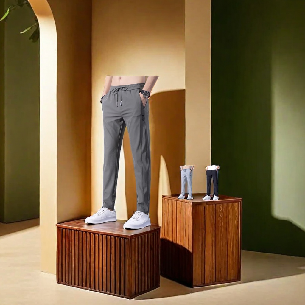 Less men's casual pants ice silk material Korean version of large size trend straight leg pants foreign trade supply spot wholesale sports pants fashion and comfort Application Scenario