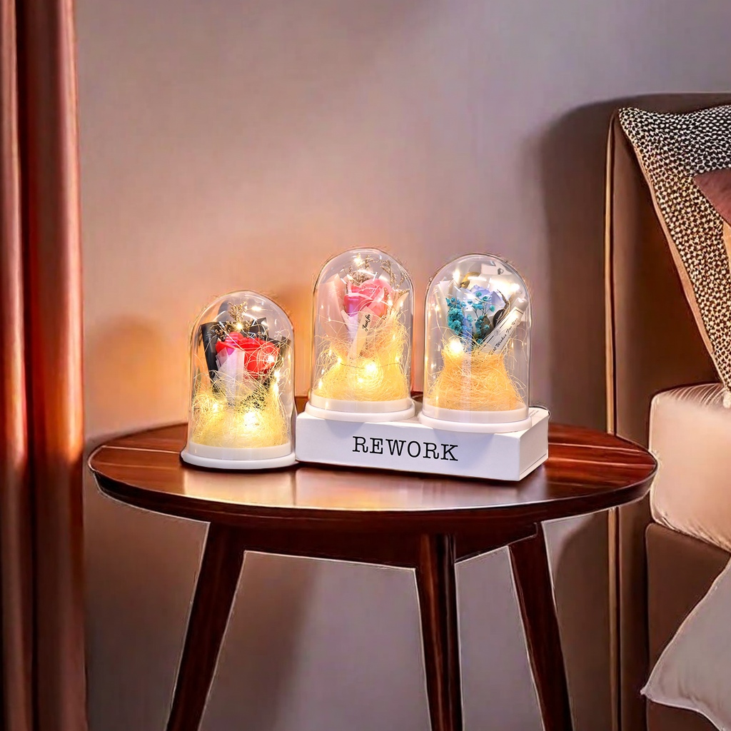New LED night light, eternal flower decoration, rose plastic cover, desktop ornament, creative gift, lampshade, venue decoration prop, beautiful and practical