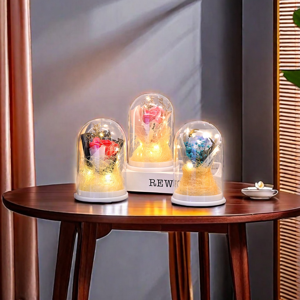 New LED night light, eternal flower decoration, rose plastic cover, desktop ornament, creative gift, lampshade, venue decoration prop, beautiful and practical details Picture