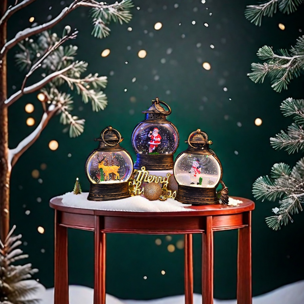New Christmas decorations, water-filled oval small horse lanterns, interior handicrafts, table ornaments, hand-carried small oil lamps, Christmas atmosphere decoration