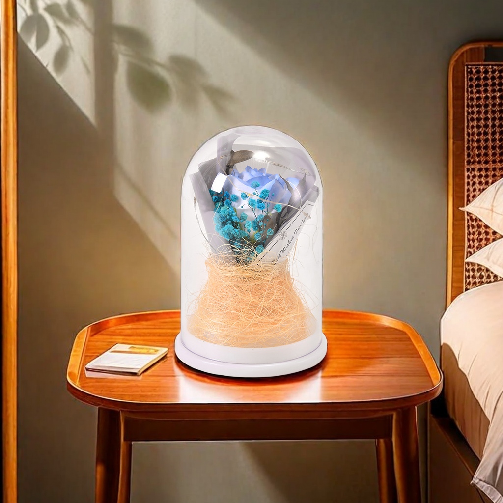 New LED night light, eternal flower decoration, rose plastic cover, desktop ornament, creative gift, lampshade, venue decoration prop, beautiful and practical Item Picture