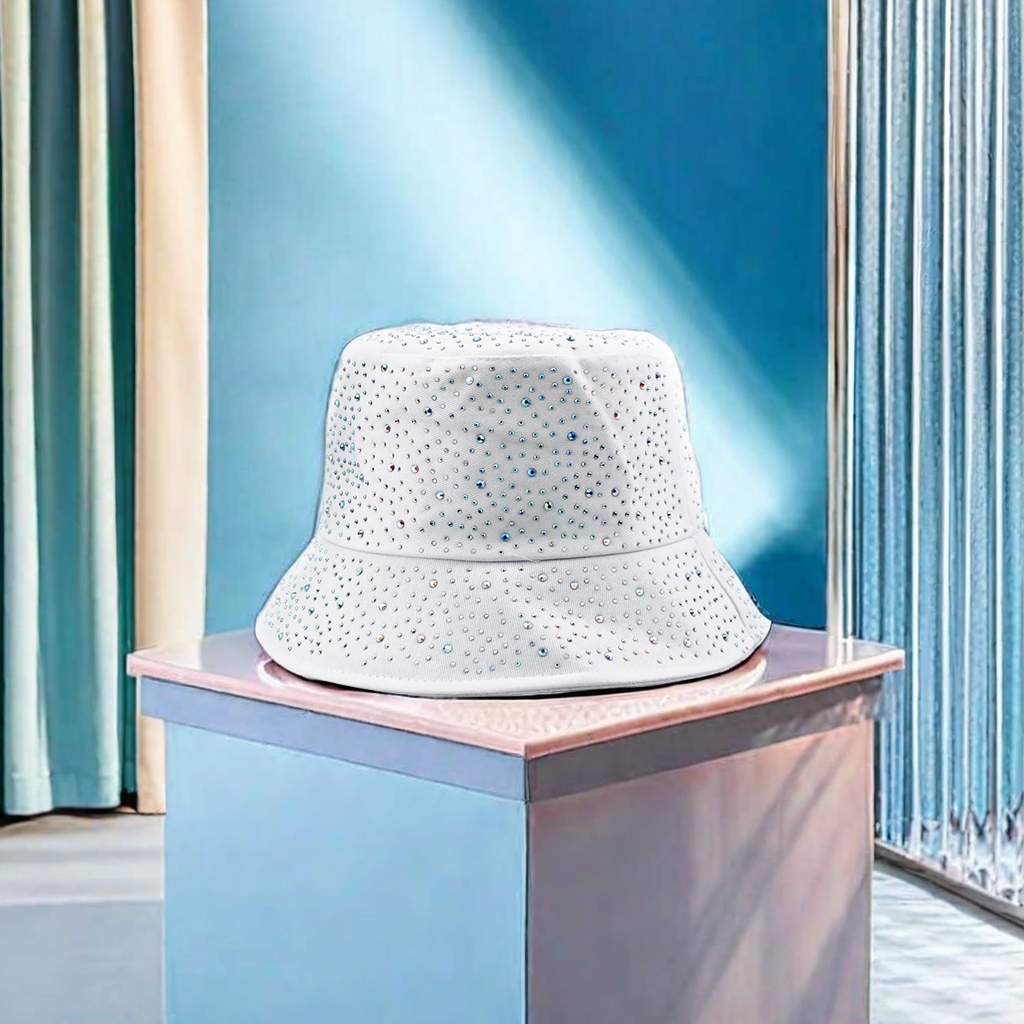 2023 New fashionable colored diamond and embossed diamond fisherman's hat, women's sun protection and sun protection versatile and personalized baseball cap, trendy adult hats details Picture