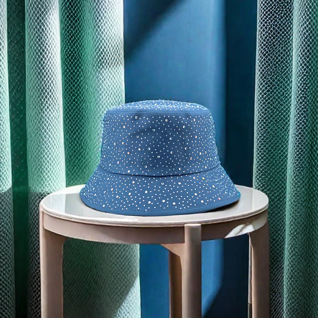 2023 New fashionable colored diamond and embossed diamond fisherman's hat, women's sun protection and sun protection versatile and personalized baseball cap, trendy adult hats Specification image