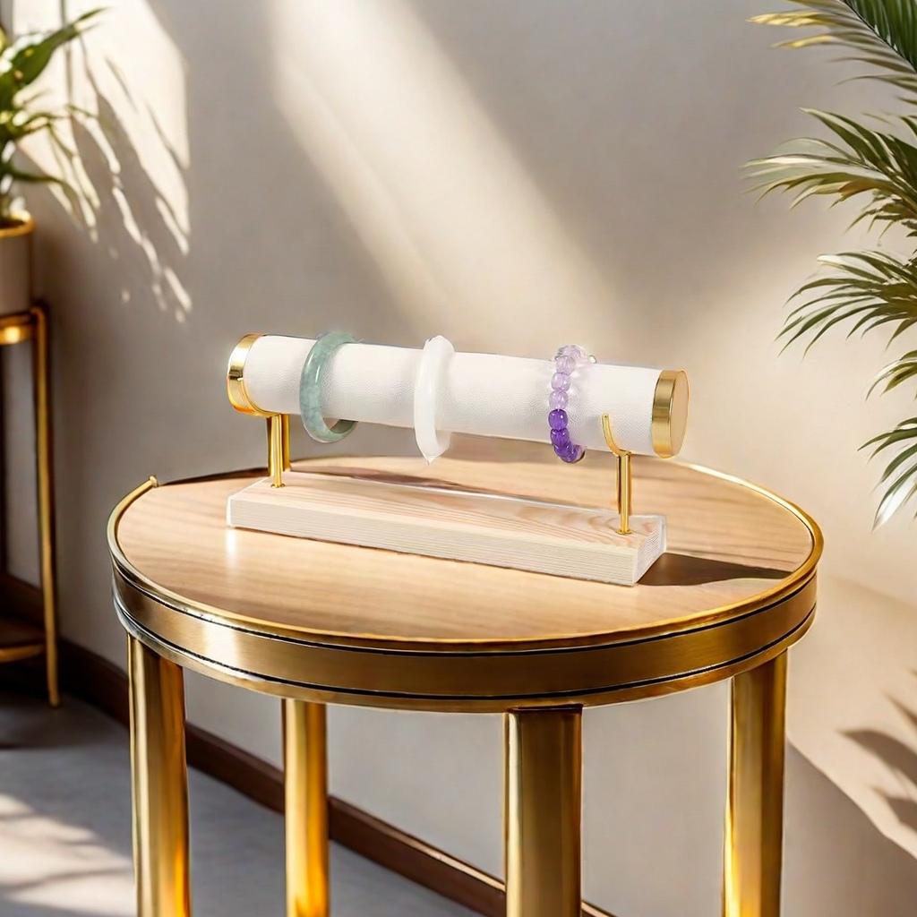 Golden three-layer creative jewelry rack, wooden bracelet rack, bracelet display rack, bracelet display rack, watch storage rack, fashionable and practical, other types of jewelry organization rack details Picture
