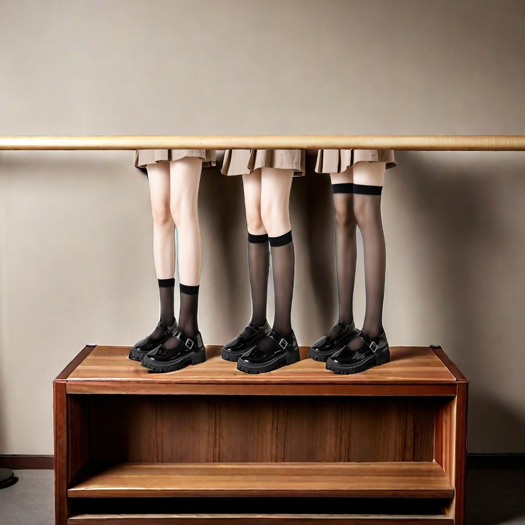 春秋季新款压力瘦腿袜女 中筒过膝显瘦小腿jk袜 黑色长筒丝袜 厂家直销批发优惠