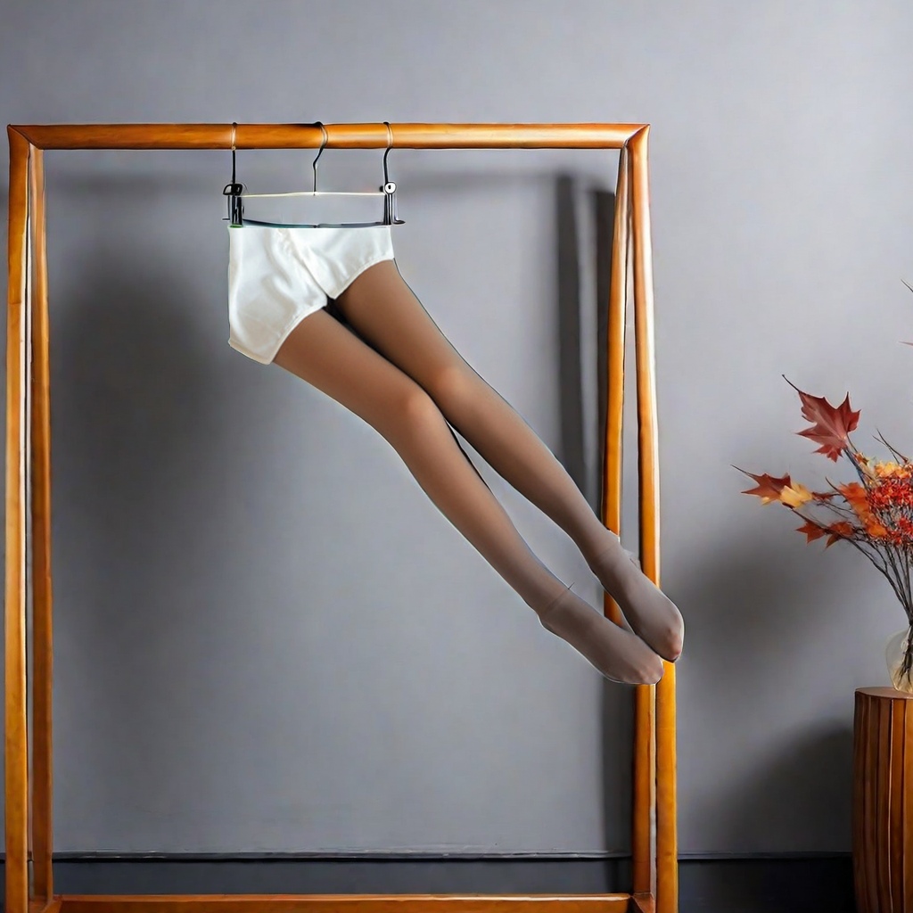 秋冬新款女士大码灰色假透肉一体连袜裤 加绒加厚透肤打底裤 空姐款式跨境热销商品详情图2