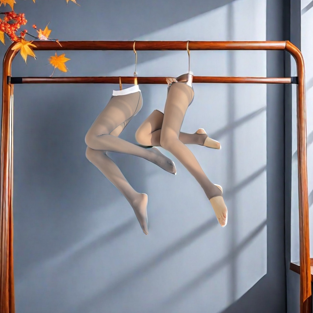 秋冬新款女士大码灰色假透肉一体连袜裤 加绒加厚透肤打底裤 空姐款式跨境热销商品详情图4