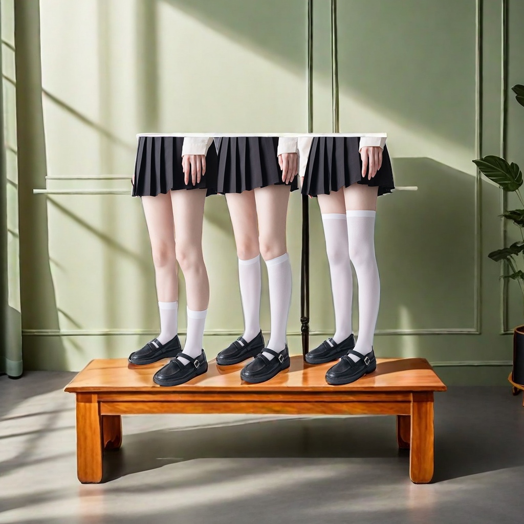 JK Japanese-style velvet women's knee-high socks, spring and autumn thigh-high socks, mid-high student thigh socks, high jumpsuit, bottom layer and foot socks are warm and comfortable Specification image